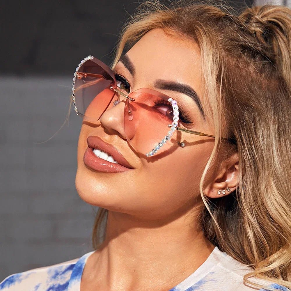 Vintage Oversized Rimless Sunglasses - Onlytenbucks.com