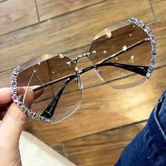 Vintage Oversized Rimless Sunglasses - Onlytenbucks.com