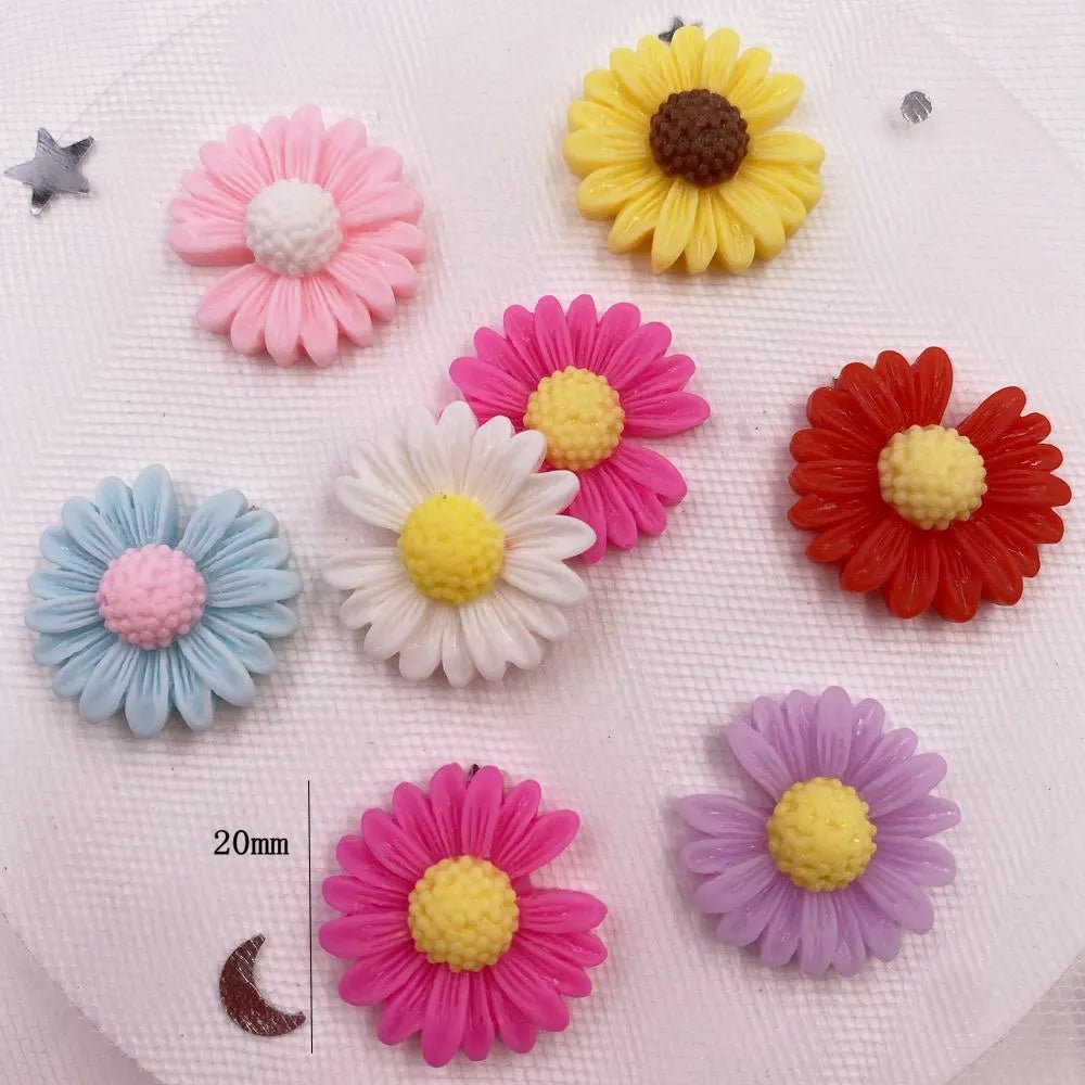 20pcs Resin Daisy Flower Flatback Cabochons - Onlytenbucks.com