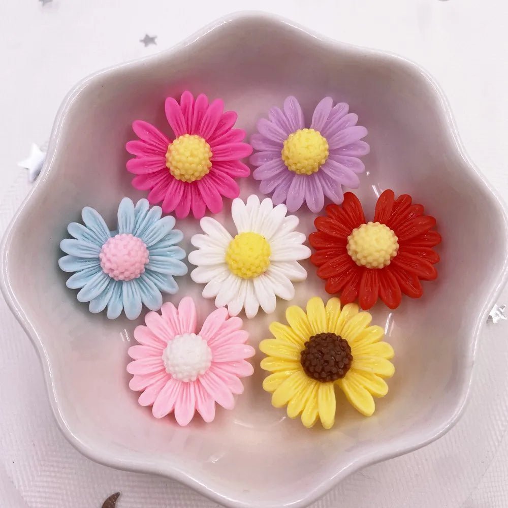 20pcs Resin Daisy Flower Flatback Cabochons - Onlytenbucks.com