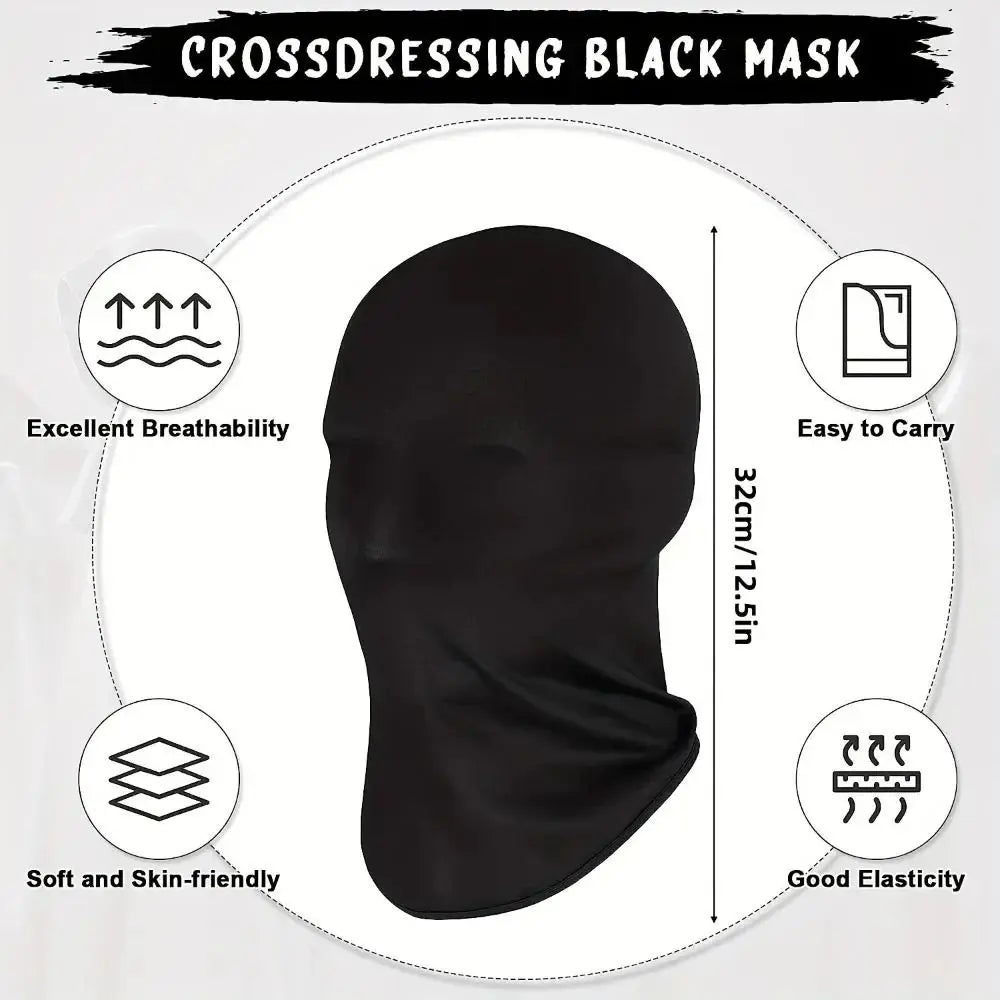 2pcs Black Cosplay Full Mask – Breathable Thin Hood - Onlytenbucks.com