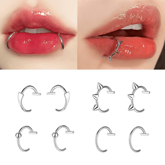 2PCS Stainless Steel Clip-On Nose and Lip Rings - Onlytenbucks.com