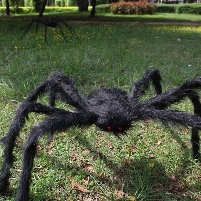 35.4in Giant Black Spider Halloween Decoration – Realistic Plush Haunted House Prop - Onlytenbucks.com