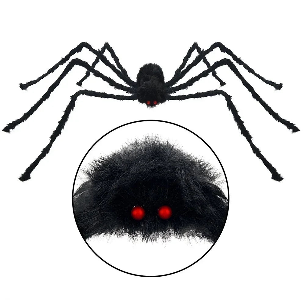 35.4in Giant Black Spider Halloween Decoration – Realistic Plush Haunted House Prop - Onlytenbucks.com