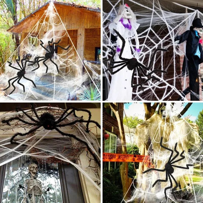 35.4in Giant Black Spider Halloween Decoration – Realistic Plush Haunted House Prop - Onlytenbucks.com