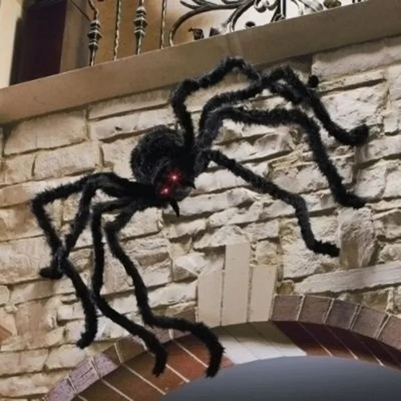 35.4in Giant Black Spider Halloween Decoration – Realistic Plush Haunted House Prop - Onlytenbucks.com