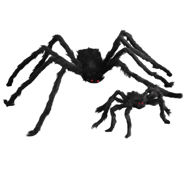 35.4in Giant Black Spider Halloween Decoration – Realistic Plush Haunted House Prop - Onlytenbucks.com