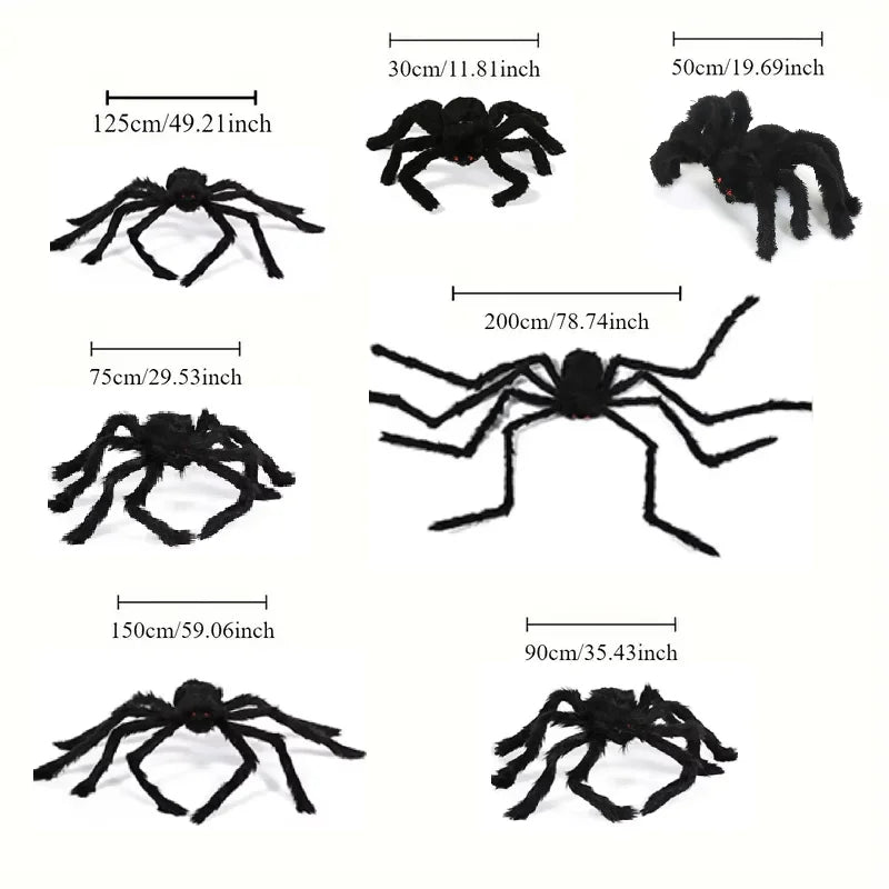 35.4in Giant Black Spider Halloween Decoration – Realistic Plush Haunted House Prop - Onlytenbucks.com