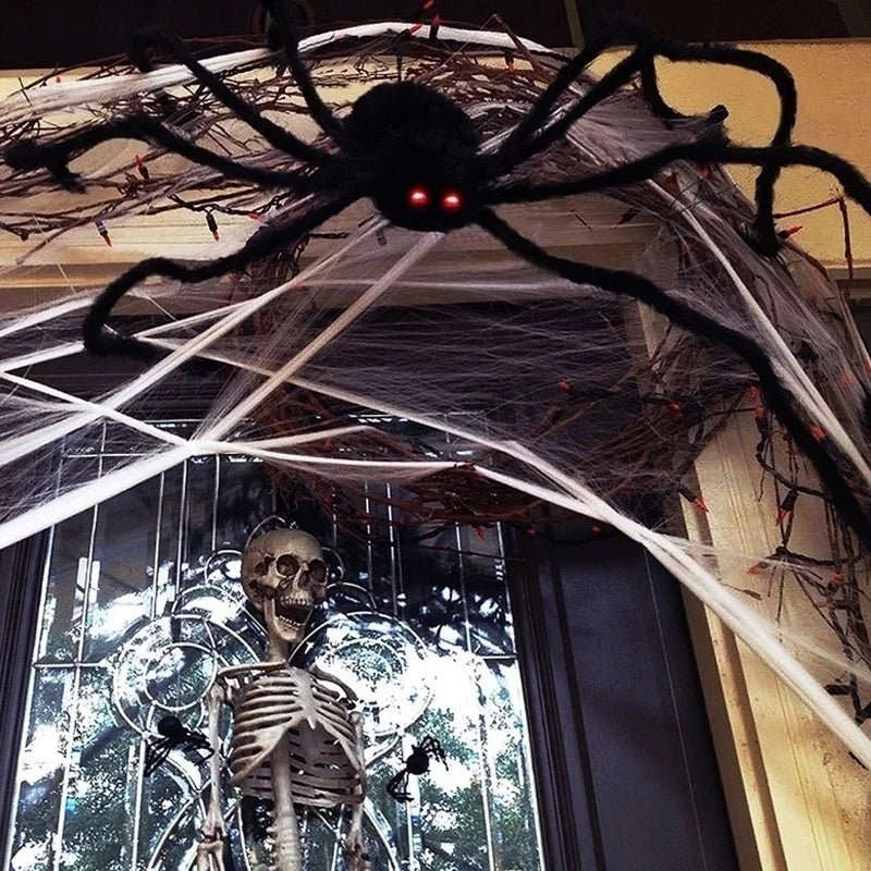 35.4in Giant Black Spider Halloween Decoration – Realistic Plush Haunted House Prop - Onlytenbucks.com