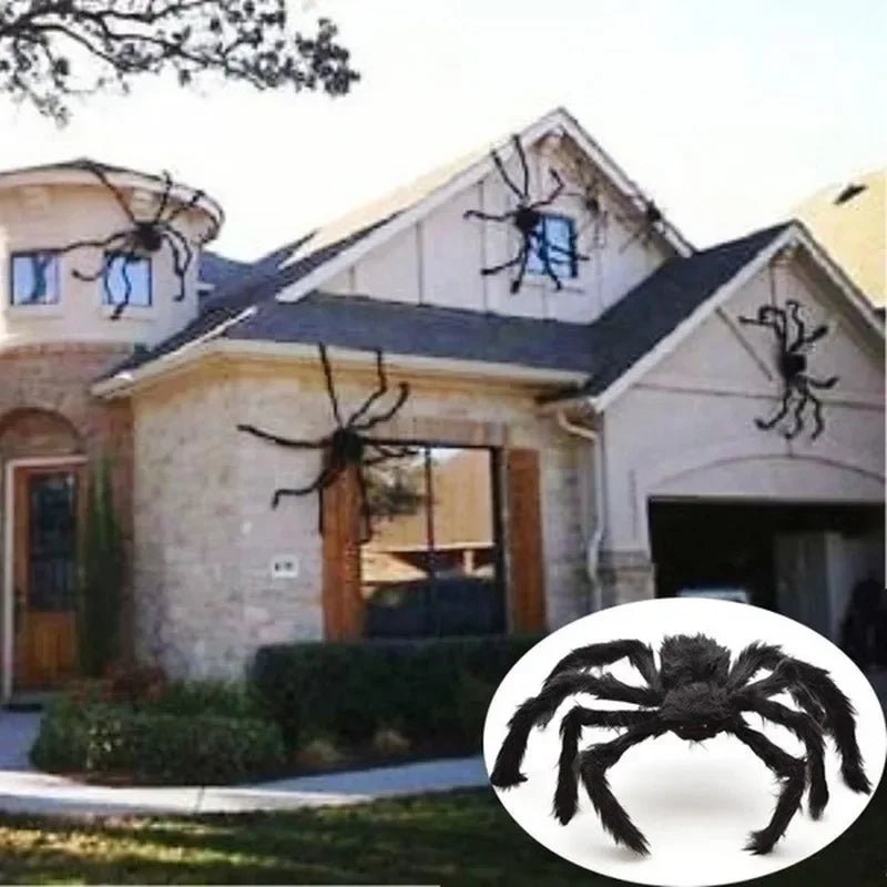 35.4in Giant Black Spider Halloween Decoration – Realistic Plush Haunted House Prop - Onlytenbucks.com