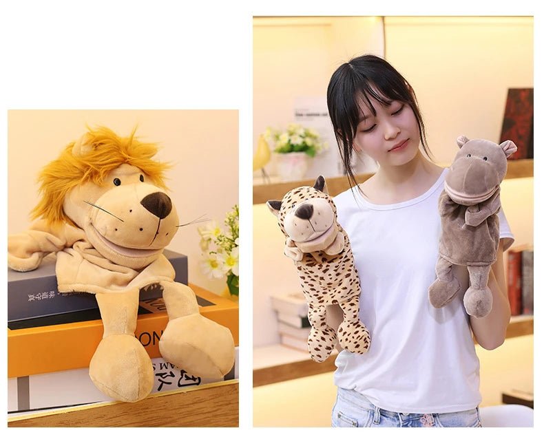35cm Cartoon Animal Hand Puppet – Lion, Elephant, Pig Plush Toy - Onlytenbucks.com