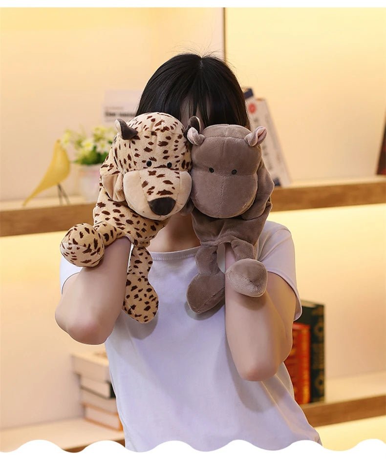 35cm Cartoon Animal Hand Puppet – Lion, Elephant, Pig Plush Toy - Onlytenbucks.com