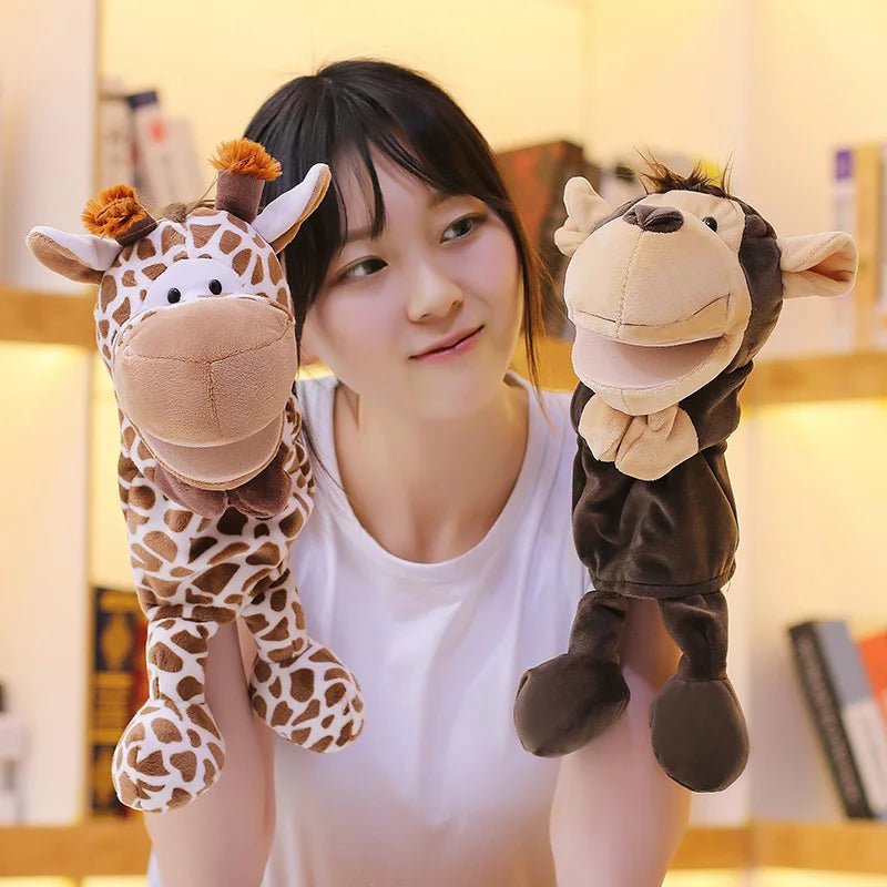 35cm Cartoon Animal Hand Puppet – Lion, Elephant, Pig Plush Toy - Onlytenbucks.com