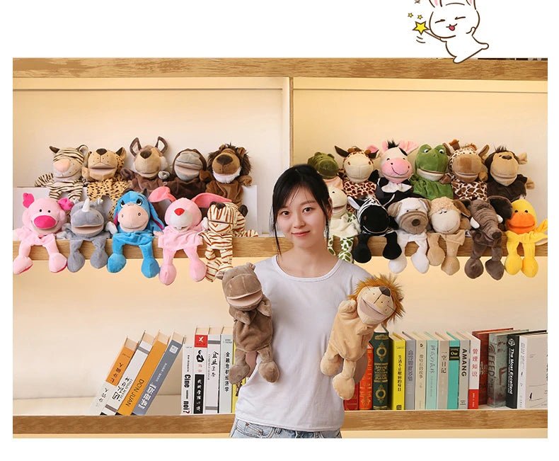 35cm Cartoon Animal Hand Puppet – Lion, Elephant, Pig Plush Toy - Onlytenbucks.com