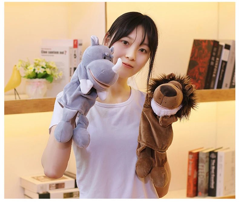 35cm Cartoon Animal Hand Puppet – Lion, Elephant, Pig Plush Toy - Onlytenbucks.com