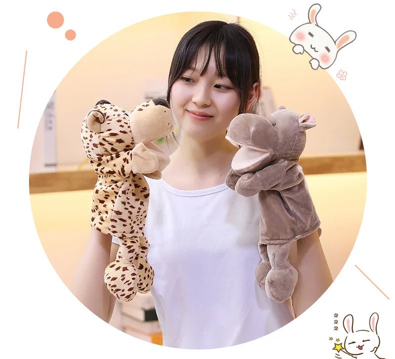 35cm Cartoon Animal Hand Puppet – Lion, Elephant, Pig Plush Toy - Onlytenbucks.com