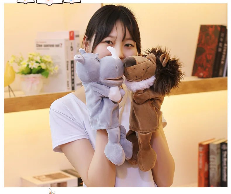 35cm Cartoon Animal Hand Puppet – Lion, Elephant, Pig Plush Toy - Onlytenbucks.com