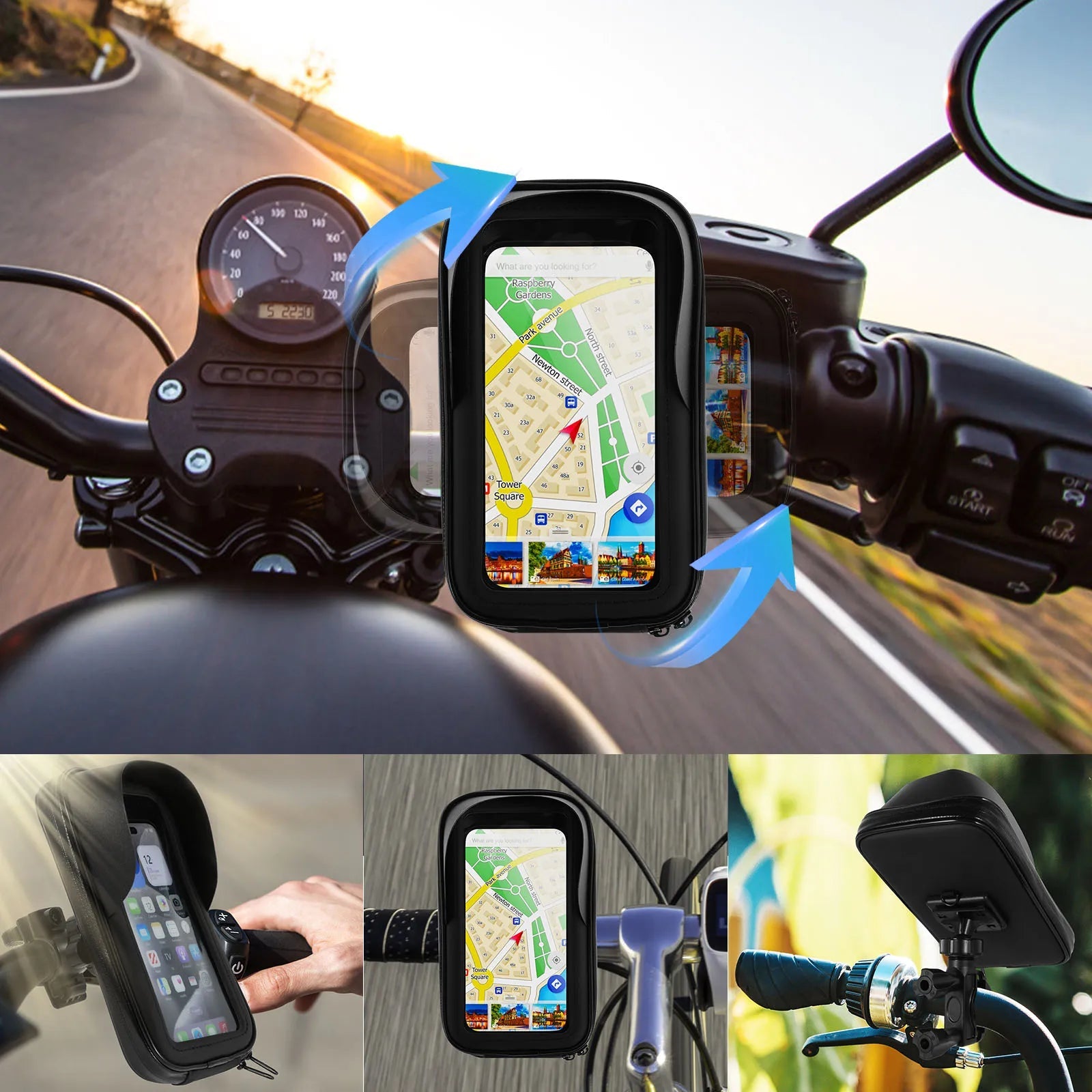 360° Rotatable Waterproof Bike Phone Holder Bag Touchscreen and Sunshade - Onlytenbucks.com