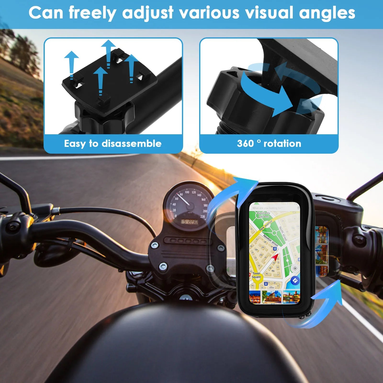 360° Rotatable Waterproof Bike Phone Holder Bag Touchscreen and Sunshade - Onlytenbucks.com