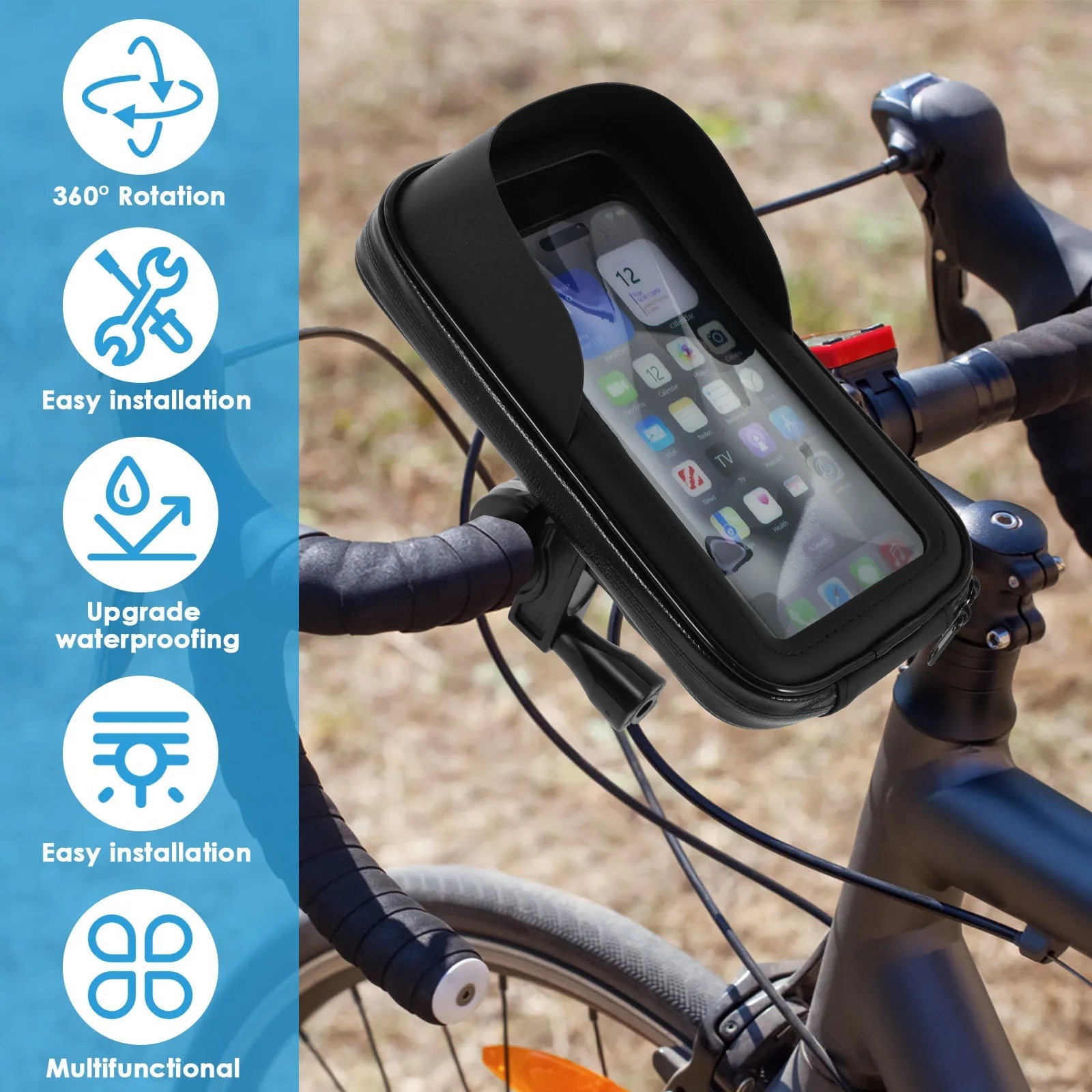 360° Rotatable Waterproof Bike Phone Holder Bag Touchscreen and Sunshade - Onlytenbucks.com