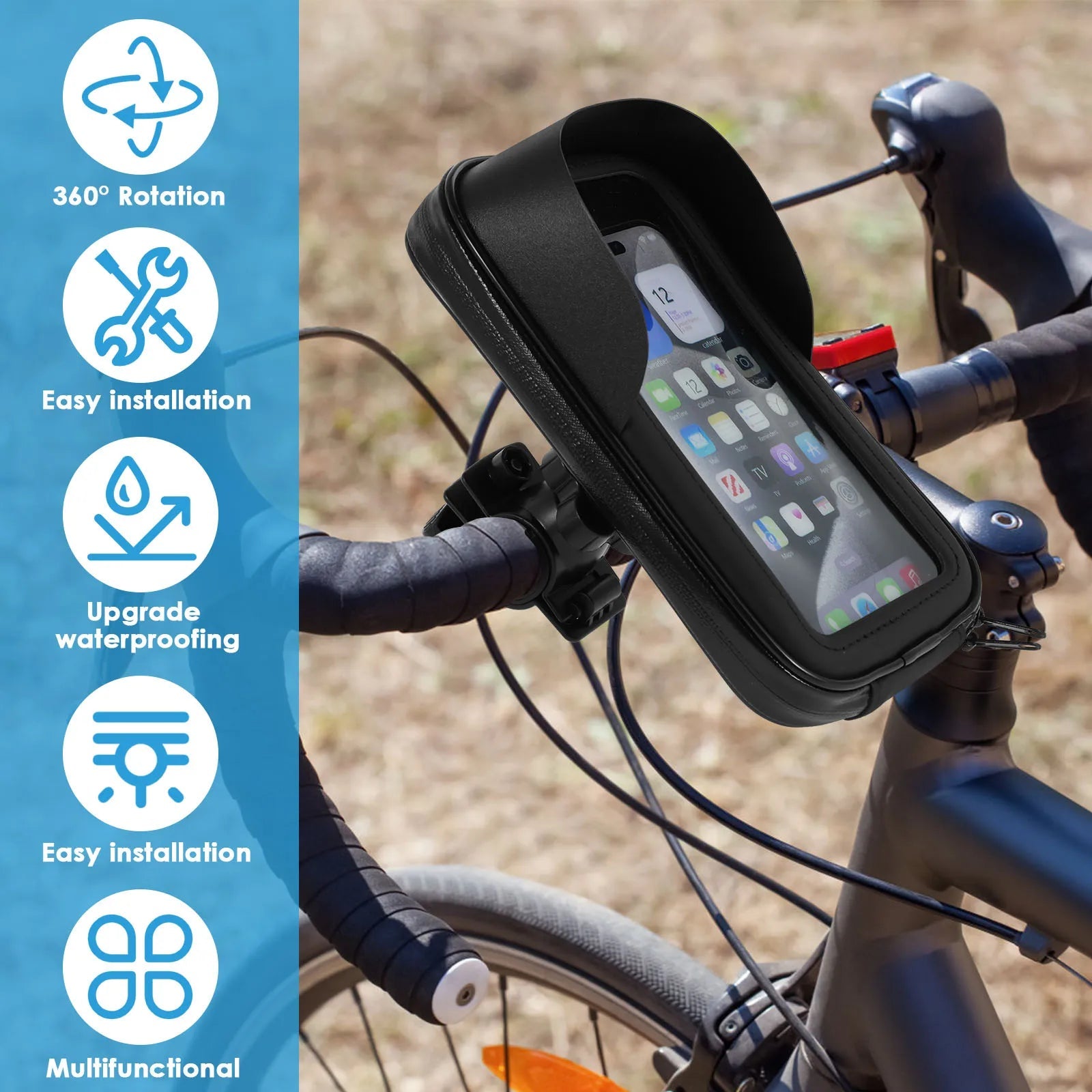 360° Rotatable Waterproof Bike Phone Holder Bag Touchscreen and Sunshade - Onlytenbucks.com