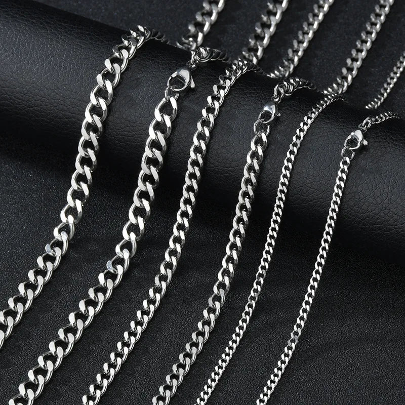 3mm Men’s Cuban Chain Necklace – Stainless Steel - Onlytenbucks.com