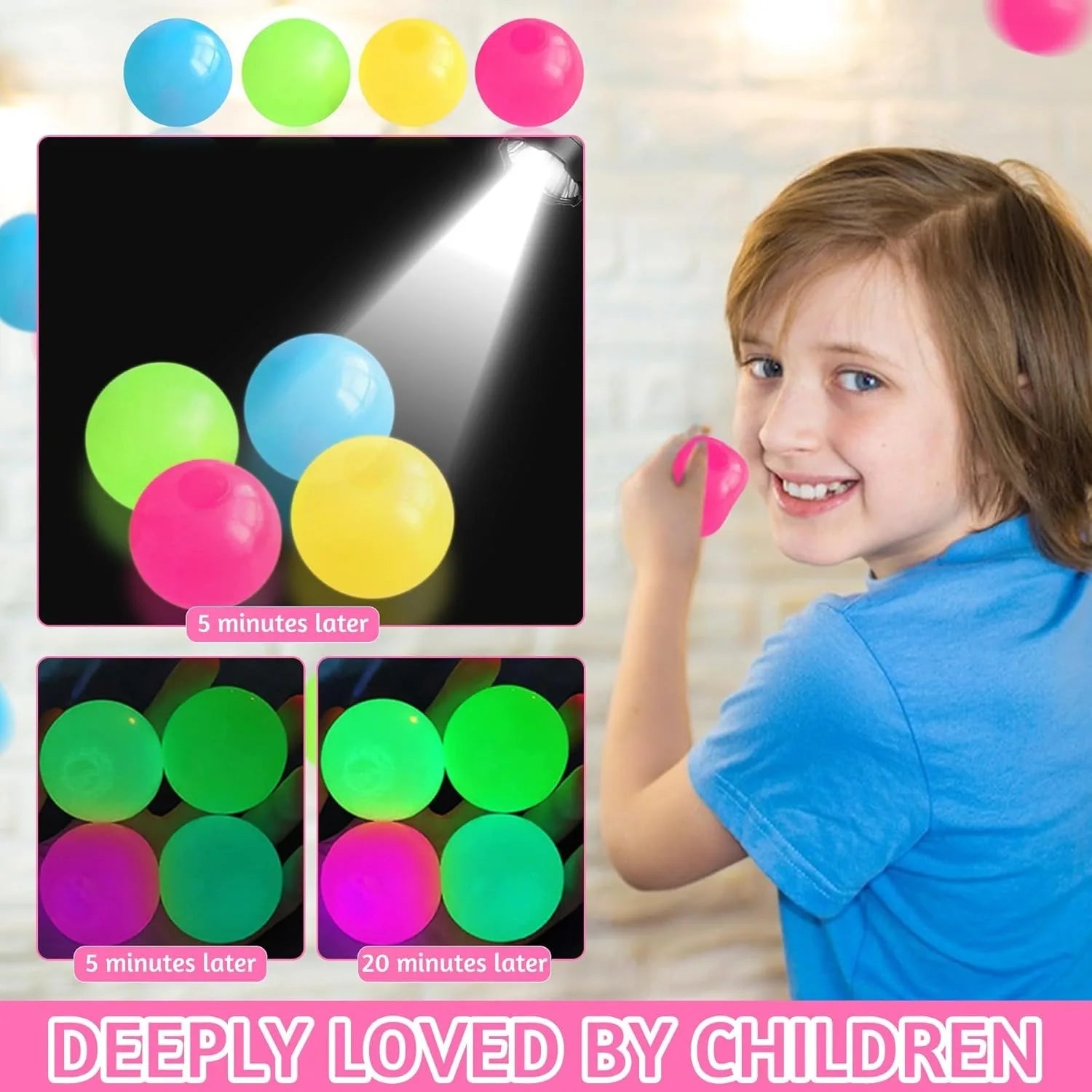 5 Piece Glow - in - the - Dark Sticky Ceiling Balls – Luminous Stress Relief Fidget Toy - Onlytenbucks.com