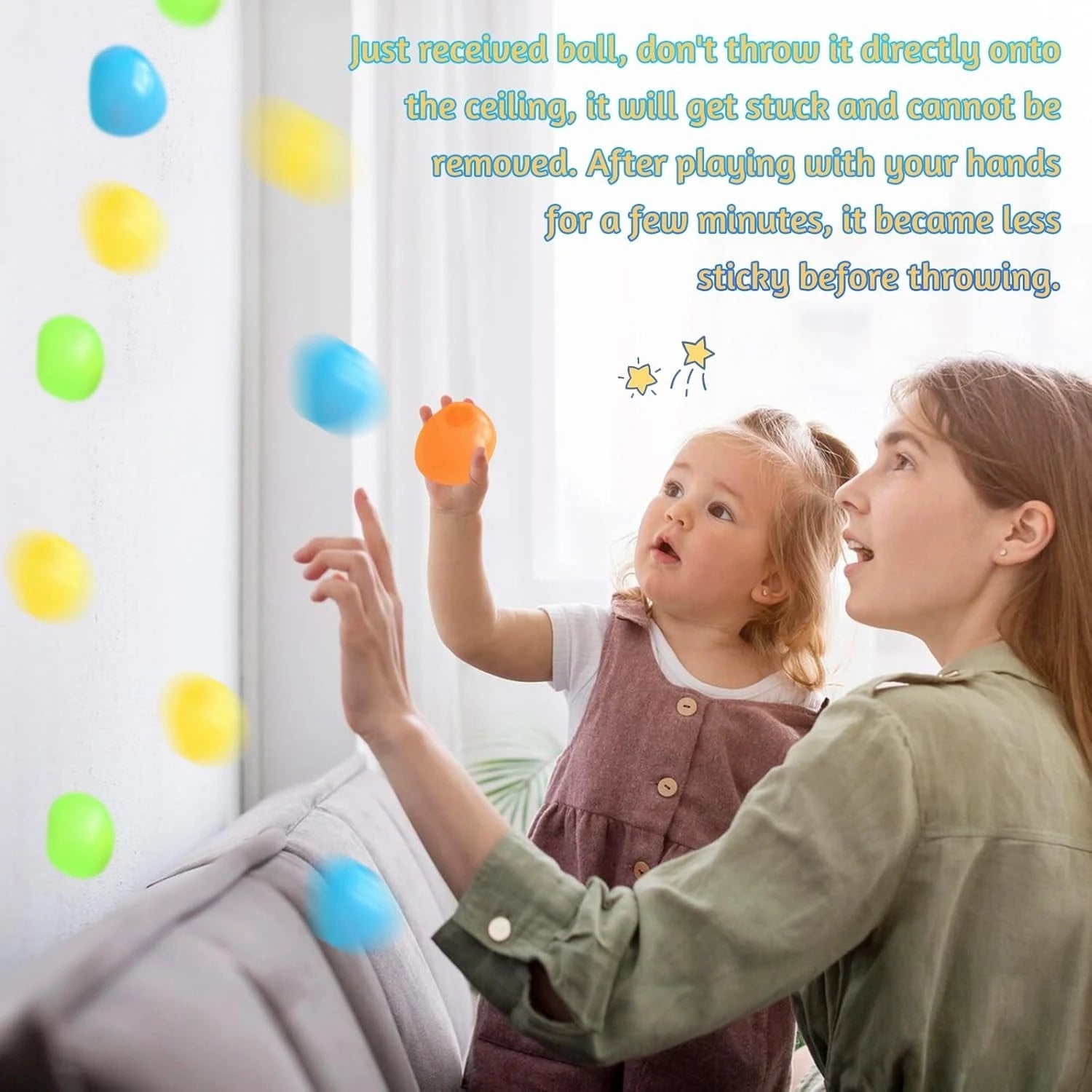 5 Piece Glow - in - the - Dark Sticky Ceiling Balls – Luminous Stress Relief Fidget Toy - Onlytenbucks.com