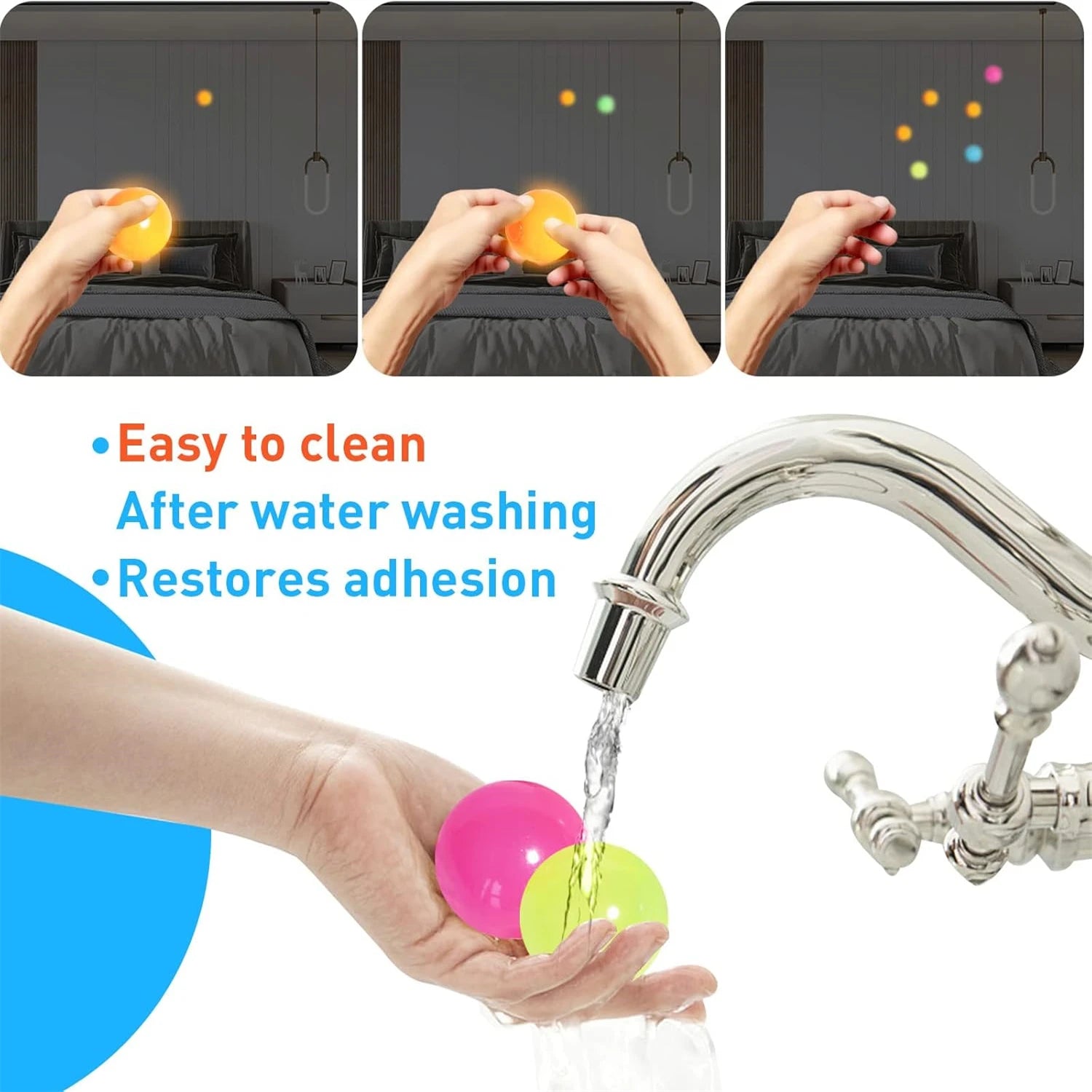5 Piece Glow - in - the - Dark Sticky Ceiling Balls – Luminous Stress Relief Fidget Toy - Onlytenbucks.com