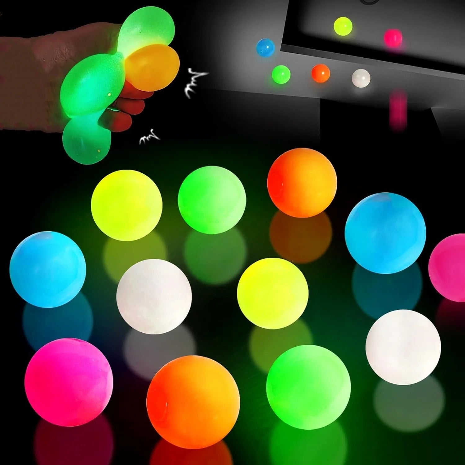 5 Piece Glow - in - the - Dark Sticky Ceiling Balls – Luminous Stress Relief Fidget Toy - Onlytenbucks.com