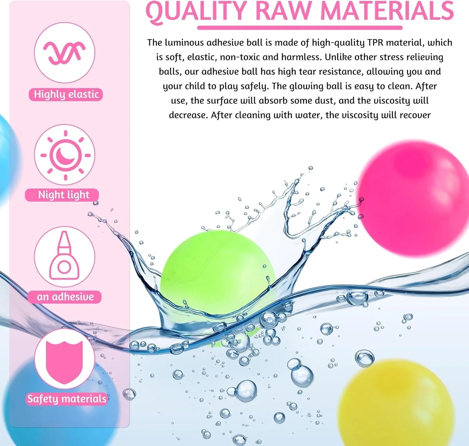 5 Piece Glow - in - the - Dark Sticky Ceiling Balls – Luminous Stress Relief Fidget Toy - Onlytenbucks.com