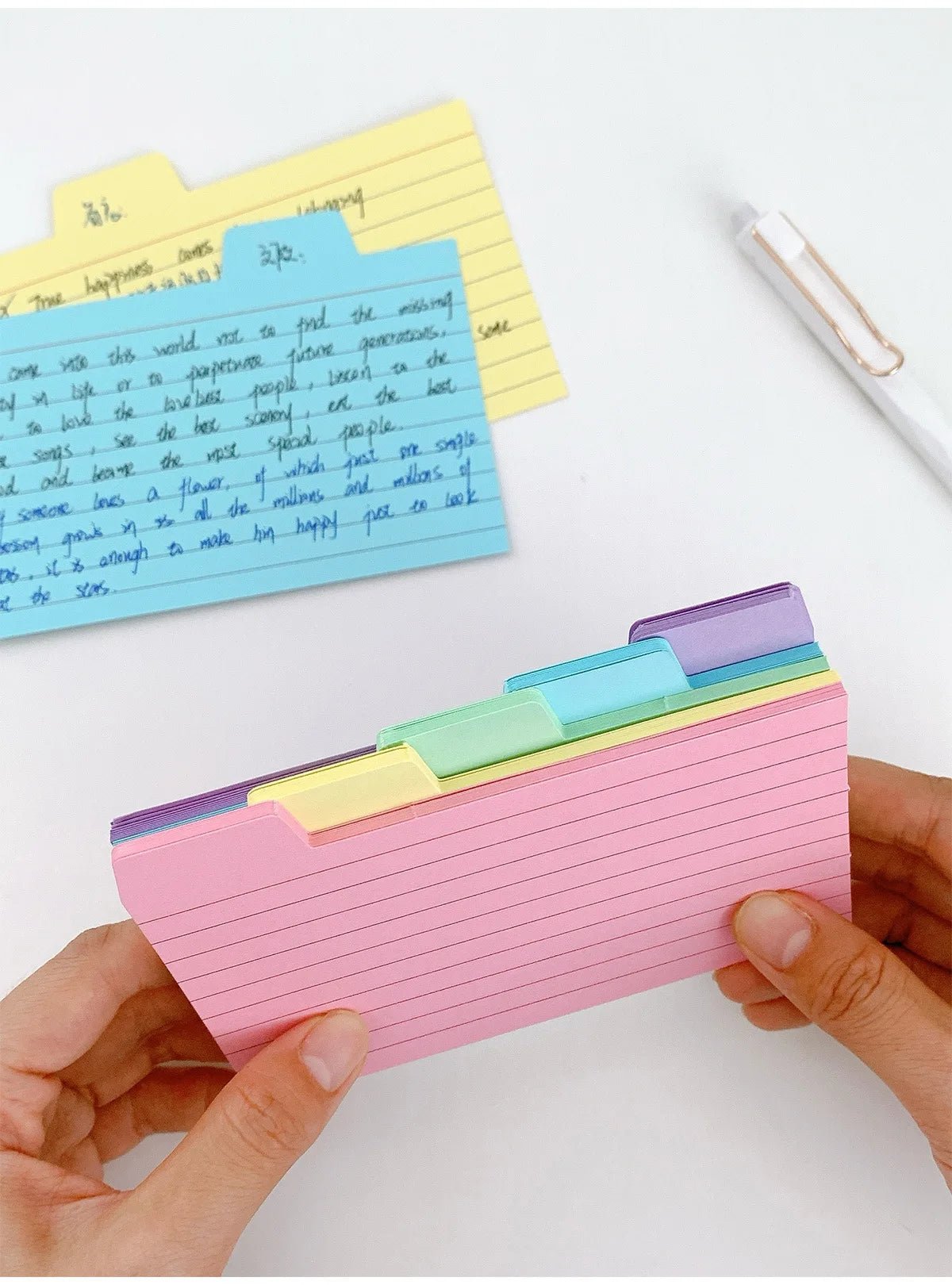 50 Pcs Index Label Papers with Tabs – 5 Colors - Onlytenbucks.com