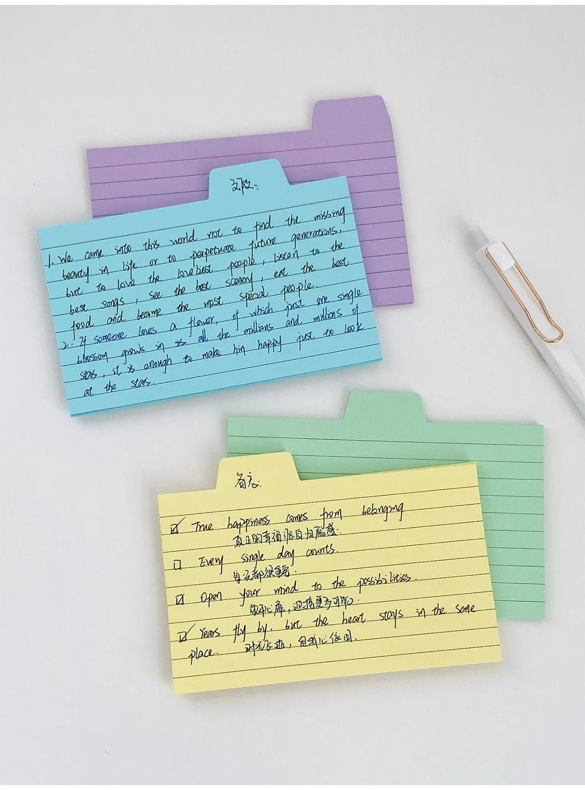 50 Pcs Index Label Papers with Tabs – 5 Colors - Onlytenbucks.com