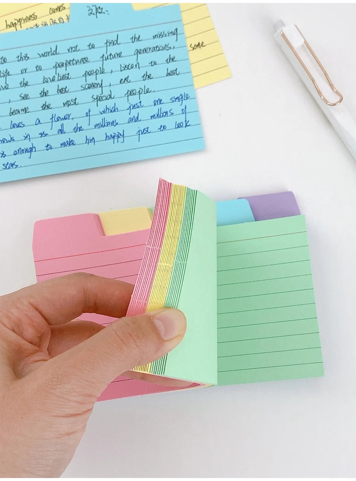 50 Pcs Index Label Papers with Tabs – 5 Colors - Onlytenbucks.com