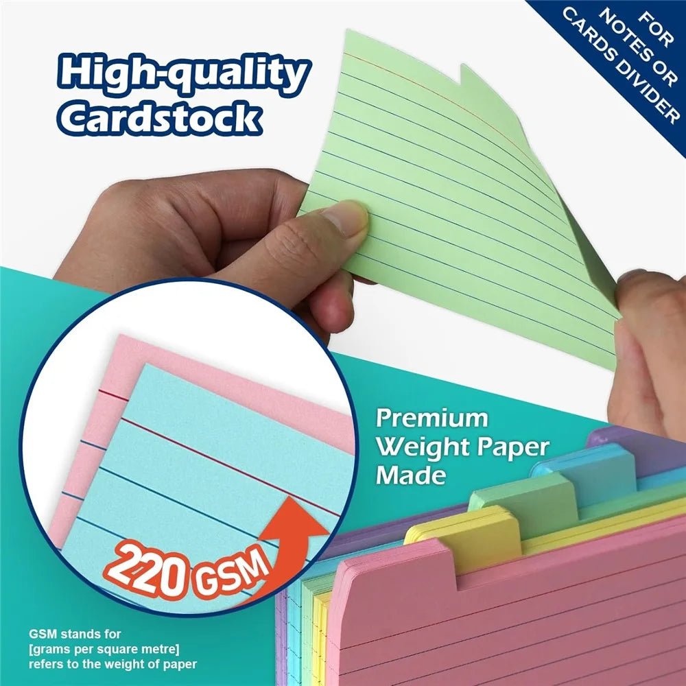50 Pcs Index Label Papers with Tabs – 5 Colors - Onlytenbucks.com