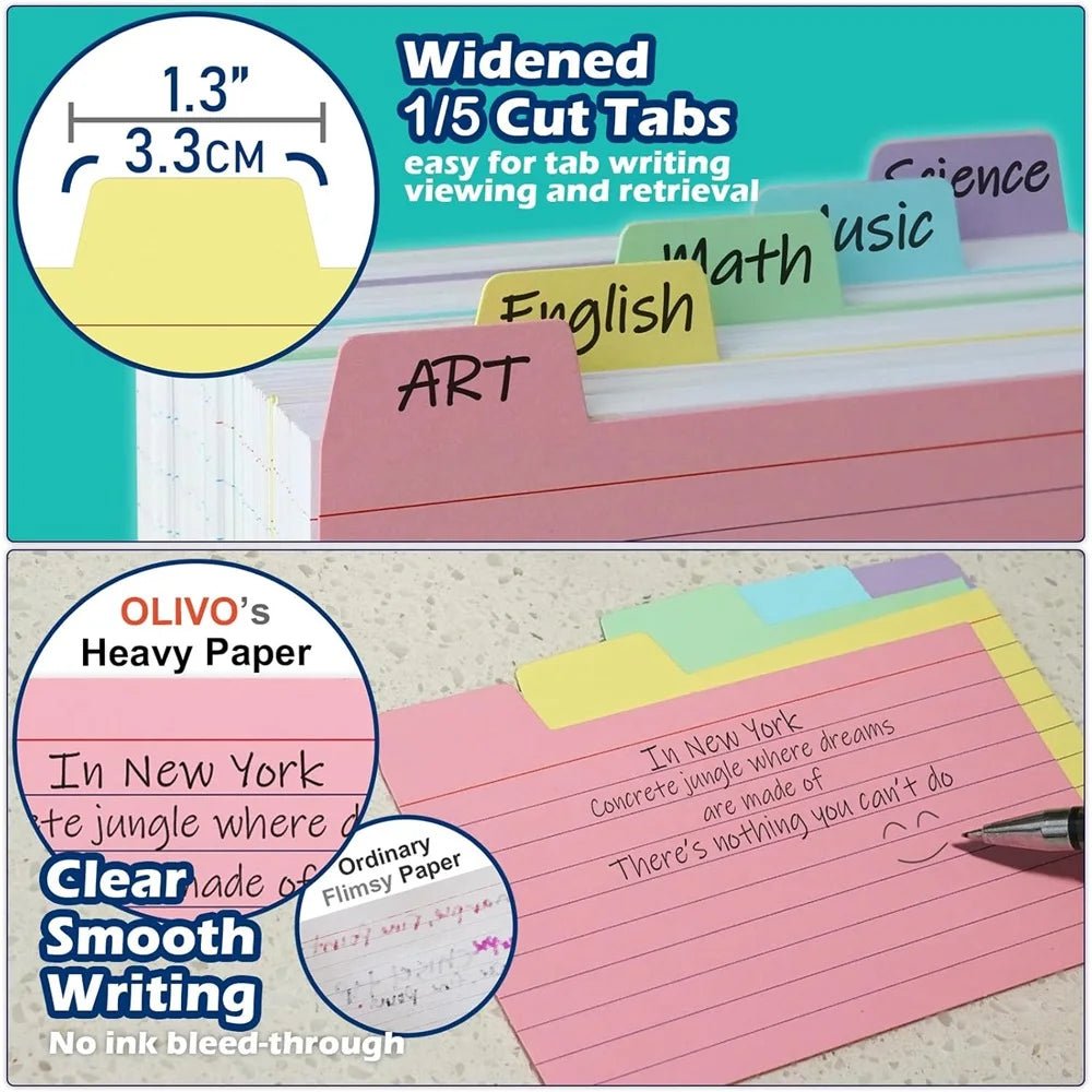50 Pcs Index Label Papers with Tabs – 5 Colors - Onlytenbucks.com