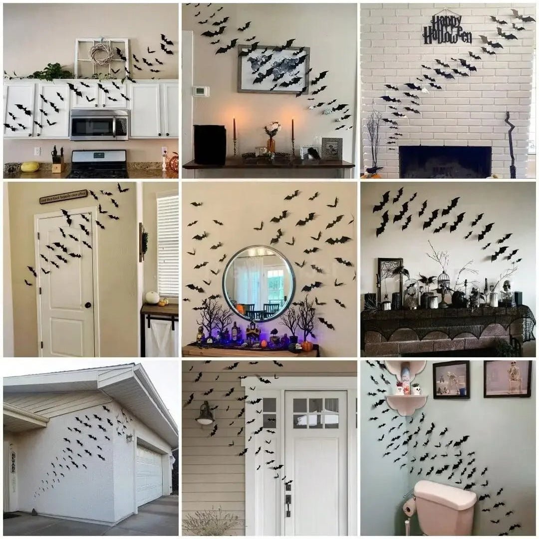 60pcs 3D Waterproof Black Bat Wall Decor – Halloween and Party - Onlytenbucks.com