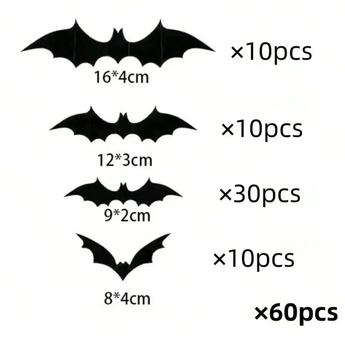 60pcs 3D Waterproof Black Bat Wall Decor – Halloween and Party - Onlytenbucks.com