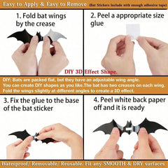 60pcs 3D Waterproof Black Bat Wall Decor – Halloween and Party - Onlytenbucks.com