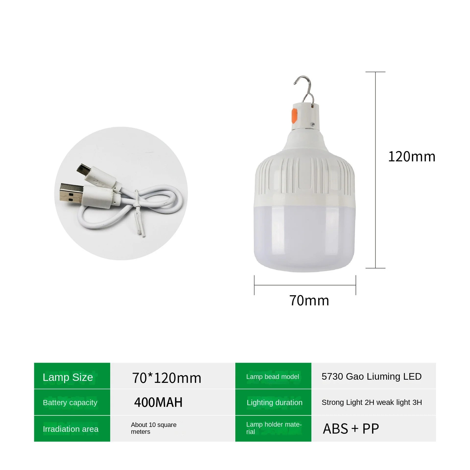 60W Rechargeable LED Emergency Light – USB Camping Lantern for Outdoors, Night Markets, and Power Outages - Onlytenbucks.com