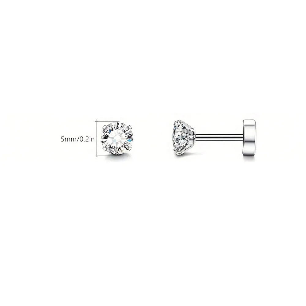 Back Tragus Round Clear Cubic Zirconia Piercing Earrings Jewelry alternate view