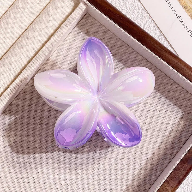 1/6/12pcs Sweet Gradient Colorful Flower Acrylic Hair Claw Clip Women Hairpin Summer Bea detail view