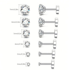 Back Tragus Round Clear Cubic Zirconia Piercing Earrings Jewelry detail view