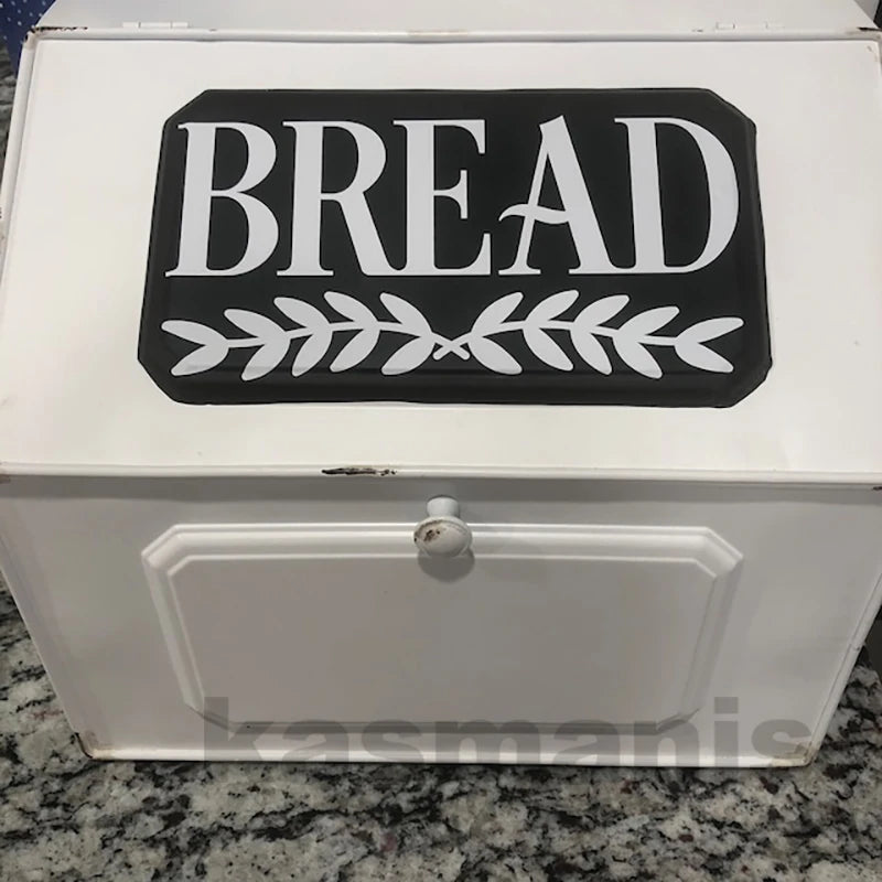 Farmhouse Bread Box Sticker | Kitchen Pantry Label Decal lifestyle view