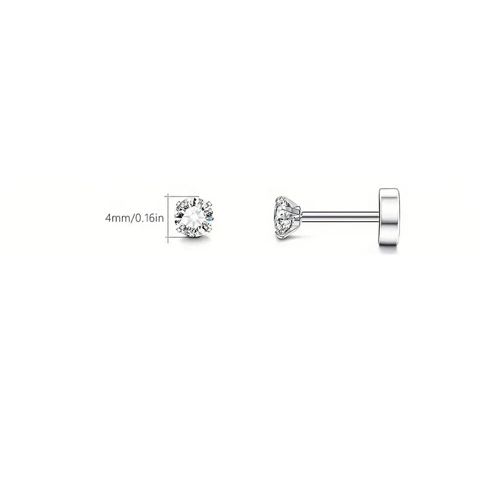 Back Tragus Round Clear Cubic Zirconia Piercing Earrings Jewelry additional angle