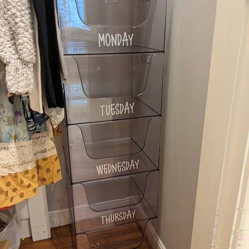 Days of the Week Labels | Personalized Vinyl Decals for Drawer and Storage Organizati lifestyle view