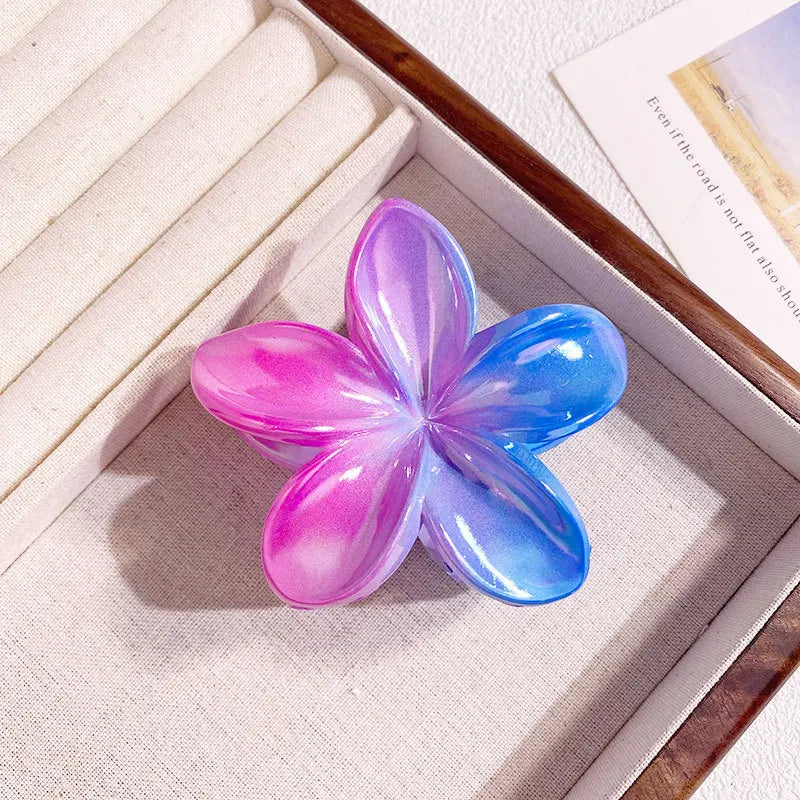 1/6/12pcs Sweet Gradient Colorful Flower Acrylic Hair Claw Clip Women Hairpin Summer B close-up view