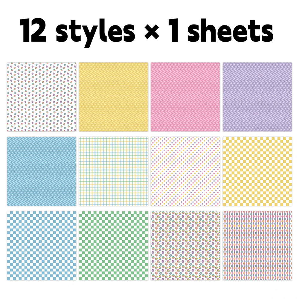 12pcs Easter Scrapbook Paper Set | Decorative Crafting Paper for DIY Arts, Journaling, a detail view