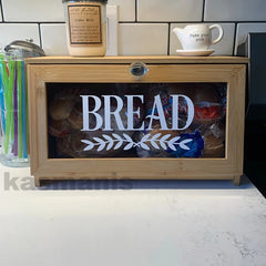 Farmhouse Bread Box Sticker | Kitchen Pantry Label Decal close-up view