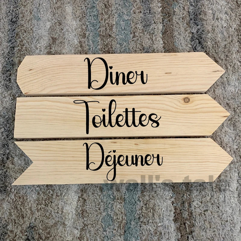 French Wedding Directional Sign Stickers | Baptism Party Personalized Vinyl Decals detail view